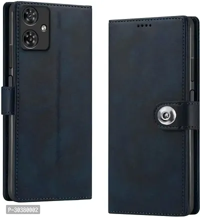 Coverblack Flexible Artificial Leather,Rubber Flip Cover For Motorola G54 5GBlue