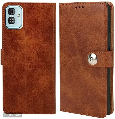 Coverblack Dual Protection Artificial Leather,Rubber Flip Cover For Samsung Galaxy F04Executive Brown-thumb0