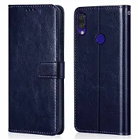 Coverblack Dual Protection Artificial Leather,Rubber Flip Cover For Huawai Honor 8XNavy Blue-thumb1