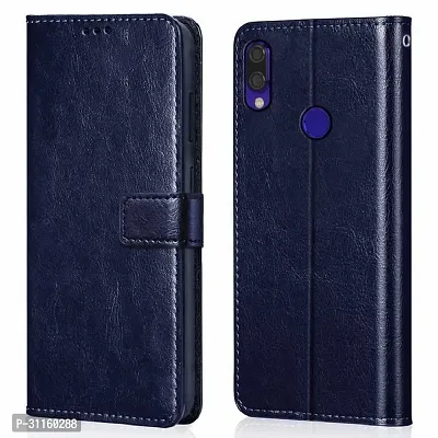 Coverblack Dual Protection Artificial Leather,Rubber Flip Cover For Huawai Honor 8XNavy Blue-thumb2