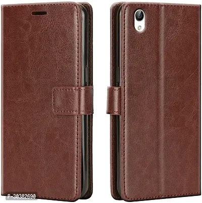 Coverblack Dual Protection Artificial Leather,Rubber Flip Cover For Tecno I7 , I7 ProExecutive Brown-thumb0