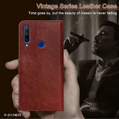 Classy Magnetic Case Artificial Leather Flip Cover For Honor 9XStkl22Vintage Brown-thumb5