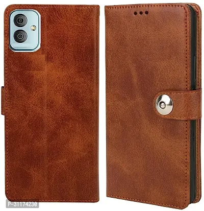 Classy Magnetic Case Artificial Leather,Rubber Flip Cover For Samsung Galaxy A04Executive Brown-thumb0