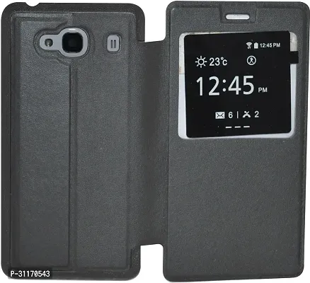 Classy Grip Case Artificial Leather,Plastic Flip Cover For Mi Redmi 2 PrimeBlack-thumb0