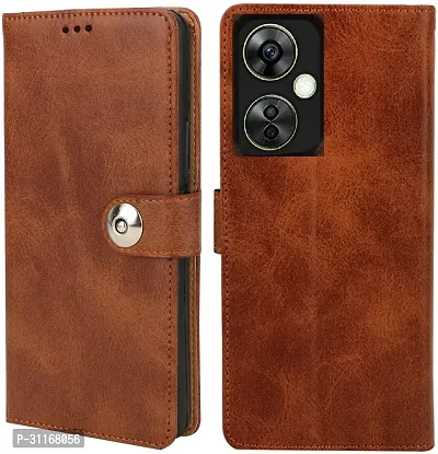 Classy Magnetic Case Artificial Leather,Silicon Flip Cover For Oneplus Cph2467 , Nord Ce3 LiteVintage Brown-thumb0