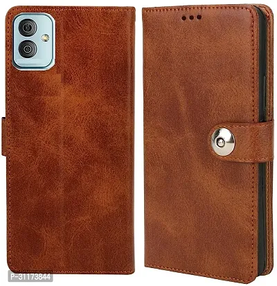 Classy Magnetic Case Artificial Leather,Rubber Flip Cover For Samsung Galaxy M13 5GExecutive Brown-thumb0