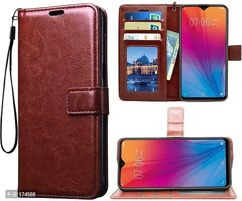 Classy Magnetic Case Artificial Leather,Rubber Flip Cover For Huawei Y9 Prime 2019Executive Brown-thumb2