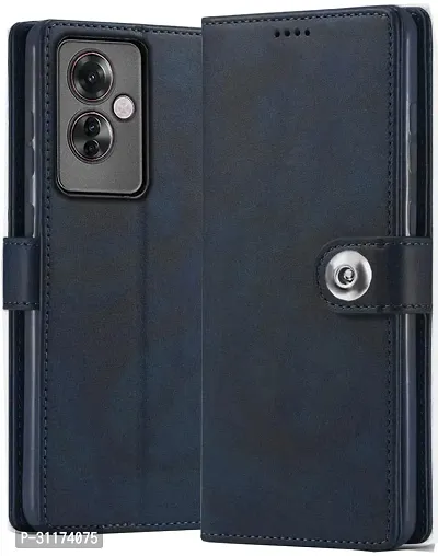 Classy Oppo Cph2603 , F25 Pro 5G Flip Cover Full Protection Imported Tpu Wallet Button Magnetic Book Leather Flip Cover For Oppo F25 Pro 5G Blue-thumb0