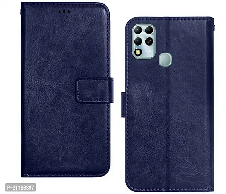 Classy Magnetic Case Artificial Leather Flip Cover For Infinix Hot 12Navy Blue-thumb2