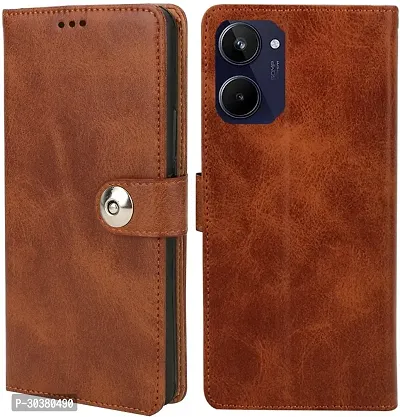 Coverblack Magnetic Case Artificial Leather,Rubber Flip Cover For Realme 10 4GExecutive Brown