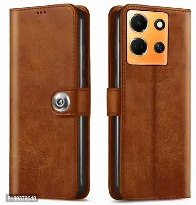 Coverblack Hybrid Tpu Artificial Leather,Silicon Flip Cover For Infinix X6711 , Note 30 5GBrown-thumb0