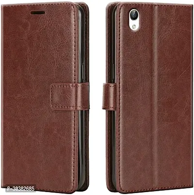 Coverblack Dual Protection Artificial Leather,Rubber Flip Cover For Tecno I5 Pro ,Tecno I7ProExecutive Brown-thumb0