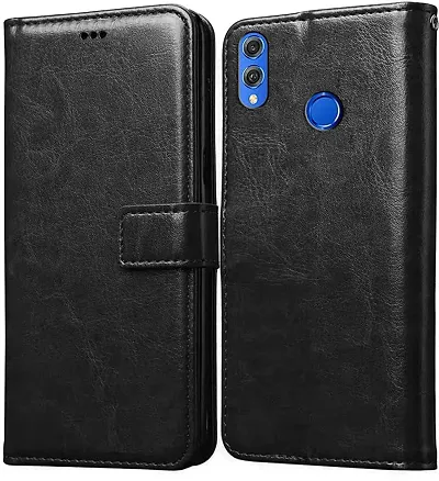 Cloudza Honor 8X Flip Back Cover | PU Leather Flip Cover Wallet Case with TPU Silicone Case Back Cover for Honor 8X Bk