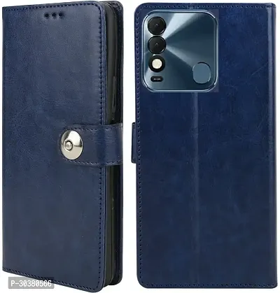 Coverblack Shock Proof Artificial Leather Flip Cover For Tecno Kg6K , Spark 8Navy Blue-thumb0