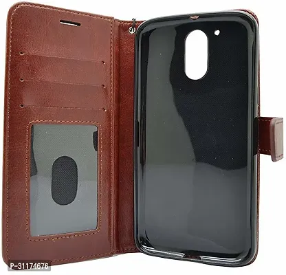 Classy Grip Case Artificial Leather,Plastic Flip Cover For Moto G4 PlusXt1643Vintage Brown-thumb3