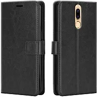 Coverblack Dual Protection Artificial Leather,Rubber Flip Cover For Honor 9IVenom Black-thumb1