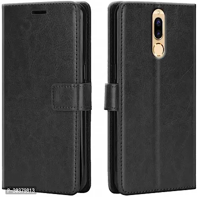 Coverblack Dual Protection Artificial Leather,Rubber Flip Cover For Honor 9IVenom Black-thumb2