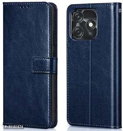 Coverblack Magnetic Case Artificial Leather,Rubber Flip Cover For Tecno Spark 10CNavy Blue-thumb0