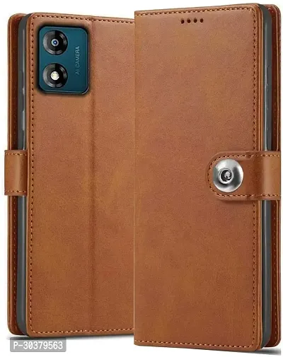 Coverblack Hybrid Tpu Artificial Leather,Silicon Flip Cover For Motorola Moto G04Vintage Brown-thumb0