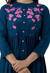 Oxit Class Women Straight Pure Rayon Stitched Embroidered Work Kurti-thumb2