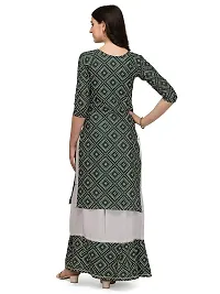 OXIT CLASS Women's Bandhani Print Pure Rayon 3/4 Sleeve Round?Neck Kurta with Sharara Set [Green]- XXL-thumb2