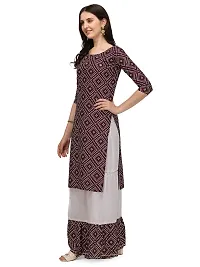 OXIT CLASS Women's Bandhani Print Pure Rayon 3/4 Sleeve Round?Neck Kurta with Sharara Set [Purple]-XL-thumb1