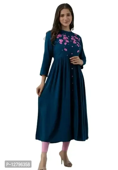 Oxit Class Women Straight Pure Rayon Stitched Embroidered Work Kurti-thumb5