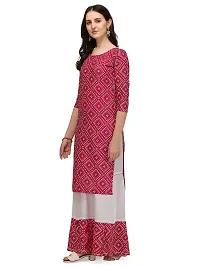 OXIT CLASS Women's Bandhani Print Pure Rayon 3/4 Sleeve Round?Neck Kurta with Sharara Set [Rani] -XXL Pink-thumb1