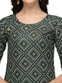 OXIT CLASS Women's Bandhani Print Pure Rayon 3/4 Sleeve Round?Neck Kurta with Sharara Set [Green]- XXL-thumb3