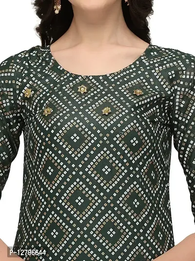 OXIT CLASS Women's Bandhani Print Pure Rayon 3/4 Sleeve Round?Neck Kurta with Sharara Set [Green]- XXL-thumb4