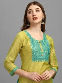 Elegant Poly Chanderi Embroidered Kurti For Women-thumb1