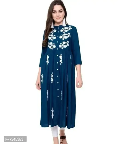 Alluring Rayon Embroidered Kurta For Women-thumb0