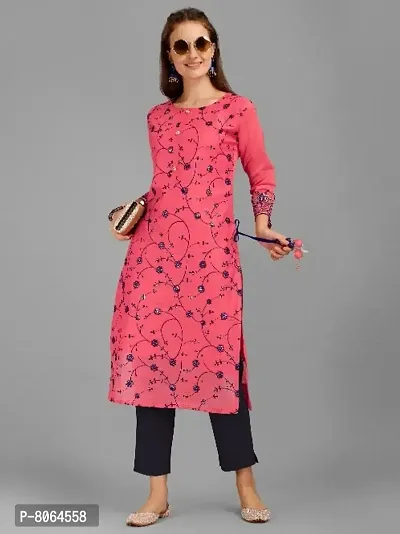 Stylish Women Poly Chanderi Kurta-thumb0