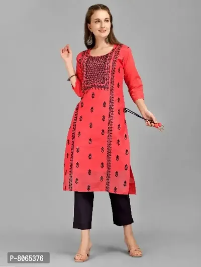 Elegant Red Poly Chanderi Embroidered Kurta For Women-thumb0