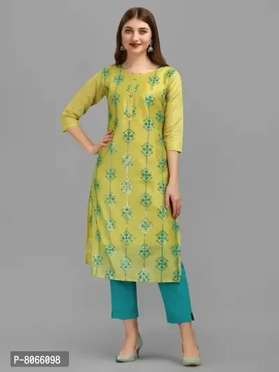 Reliable Green Poly Chanderi Embroidered Kurta For Women-thumb0
