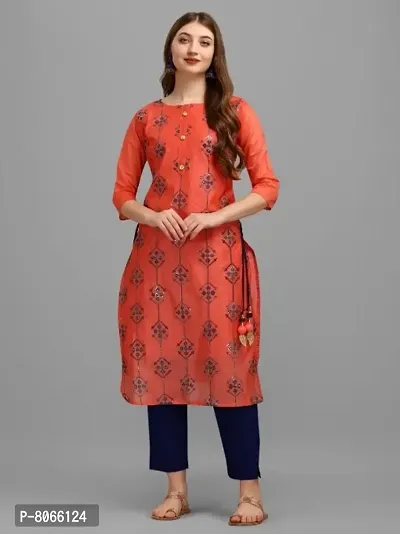 Reliable Red Poly Chanderi Embroidered Kurta For Women