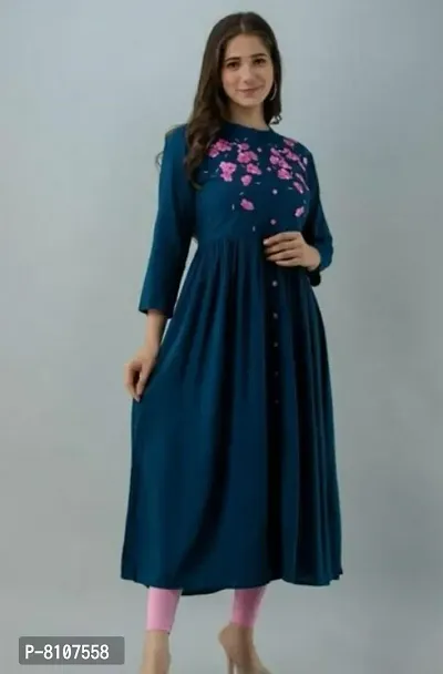 Reliable Rayon Embroidered Kurta For Women-thumb0