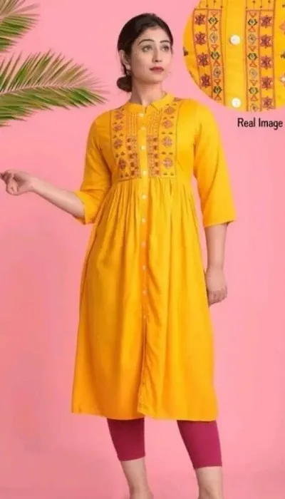 Stylish A-Line Embroidered Cotton Kurta