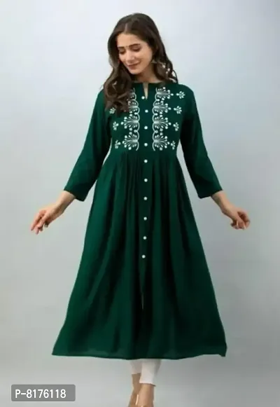 Stylish Women Rayon Embroidery Work Kurta