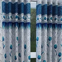 Home Garage Eyelet Long Door Polyester Curtains Set of 2 - (Blue 4x9)-thumb1