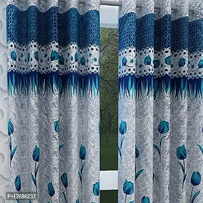 Home Garage Eyelet Long Door Polyester Curtains Set of 2 - (Blue 4x9)-thumb2