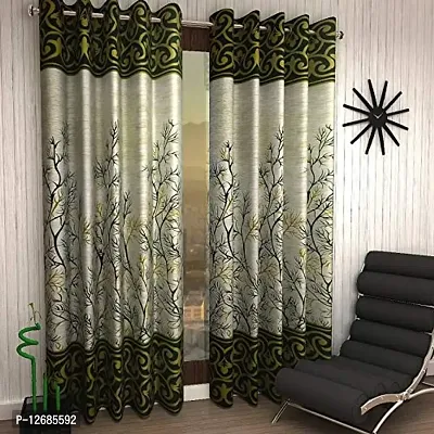 Home Garage Eyelet Door Polyester Curtains Set of 2 - (Green 4x7)-thumb0