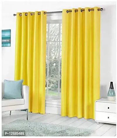 Home Garage Eyelet Door Polyester Curtains Set of 2 - (Yellow 4x7)