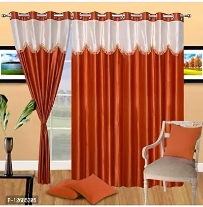 Home Garage Eyelet Long Door Polyester Curtains Set of 2 - (Rust 4x9)