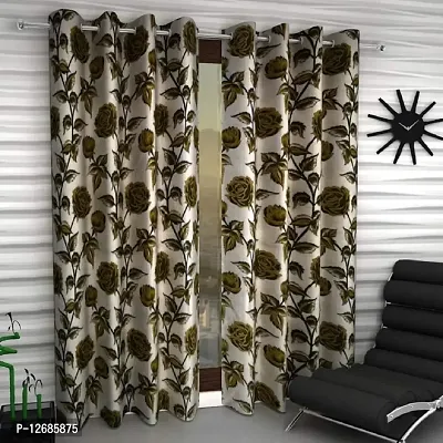 Home Garage Eyelet Polyester Long Door Curtains Set of 2, Size 4x9 Feet-thumb0
