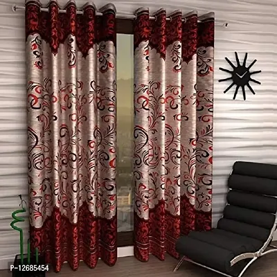Home Garage Eyelet Door Polyester Curtains Set of 2 - (Maroon 4x7)