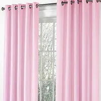 Home Garage Eyelet Window Polyester Curtains Set of 2 - (Baby Pink 4x5)-thumb1