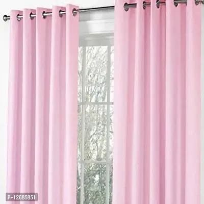 Home Garage Eyelet Window Polyester Curtains Set of 2 - (Baby Pink 4x5)-thumb2