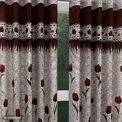 Home Garage Eyelet Long Door Polyester Curtains Set of 2 - (Brown 4x9)-thumb2