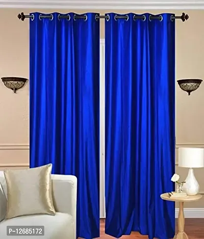 Home Garage Eyelet Window Polyester Curtains Set of 2 - (Royal Blue 4x5)-thumb0